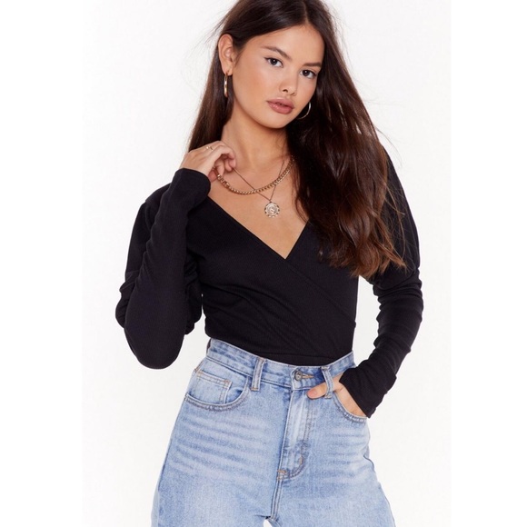 NWT Nastygal Sleeve It To Me Ribbed Bodysuit - Picture 2 of 11